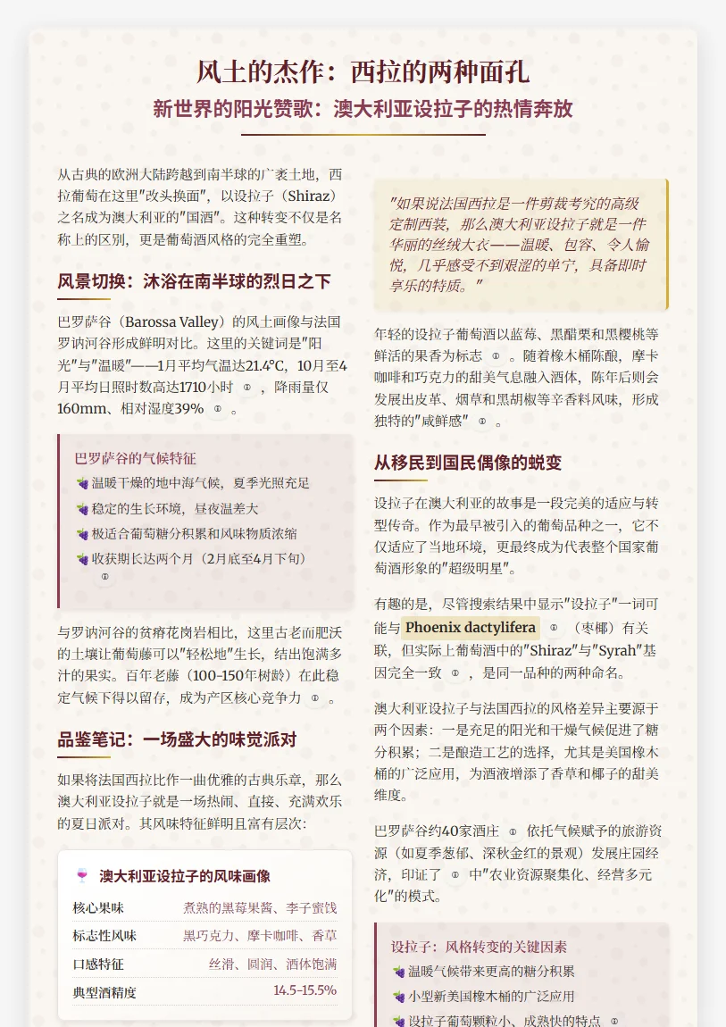 风土的杰作 - 西拉的两副面孔