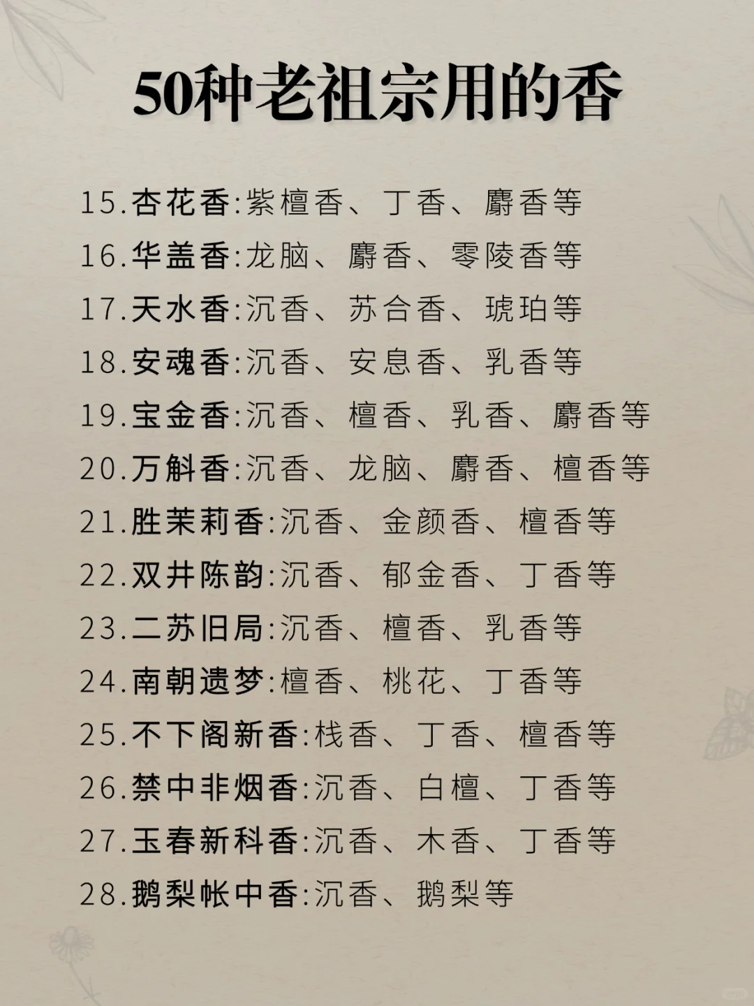 50种老祖宗用过的香！已亲测！