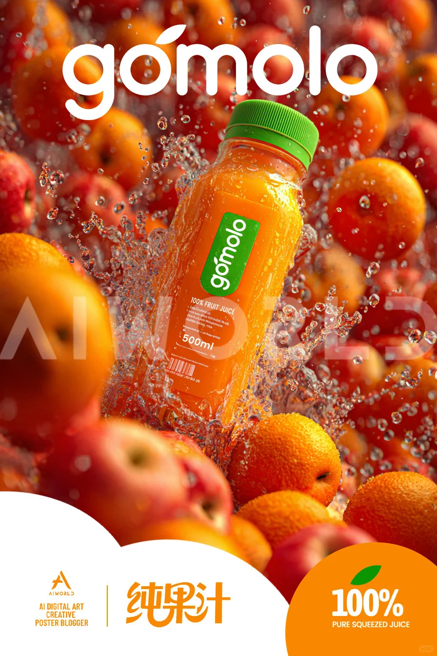 从0到1的ai创作 | 纯果汁饮料夏日多巴胺