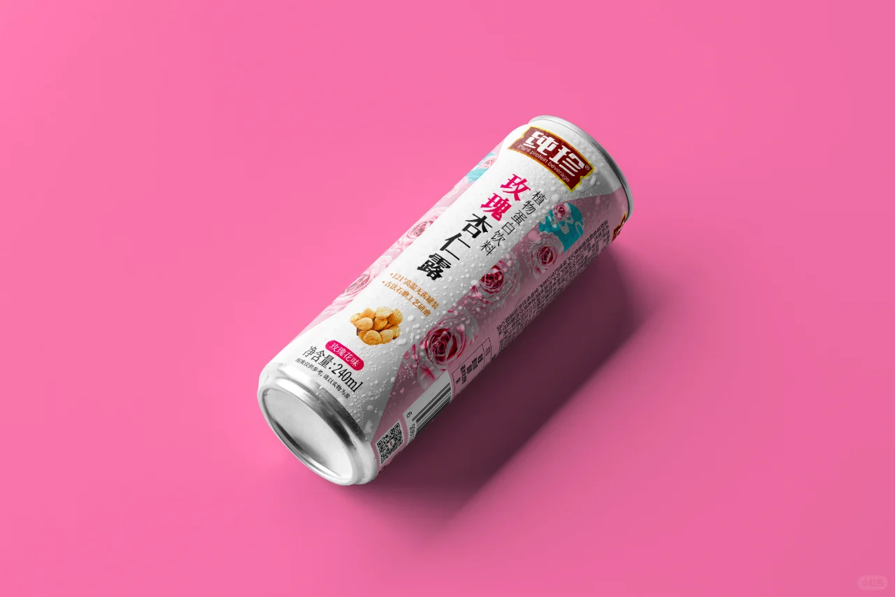 纯珍玫瑰杏仁露饮料包装设计（草木青）