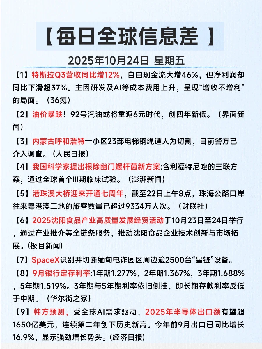 今日信息差｜10月24日｜一起看世界?