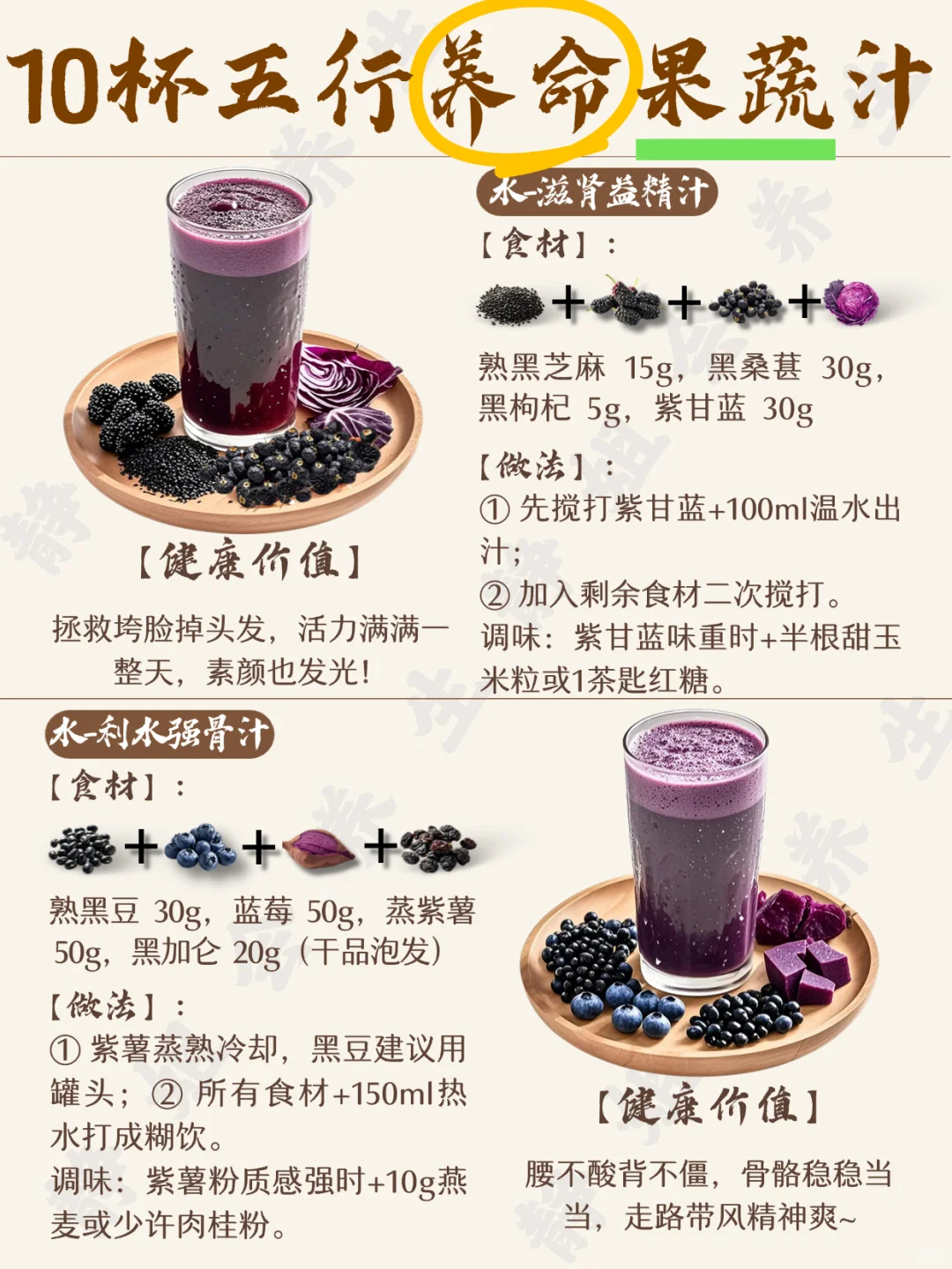 10杯五行养生果蔬汁，让你喝出好气色‼️
