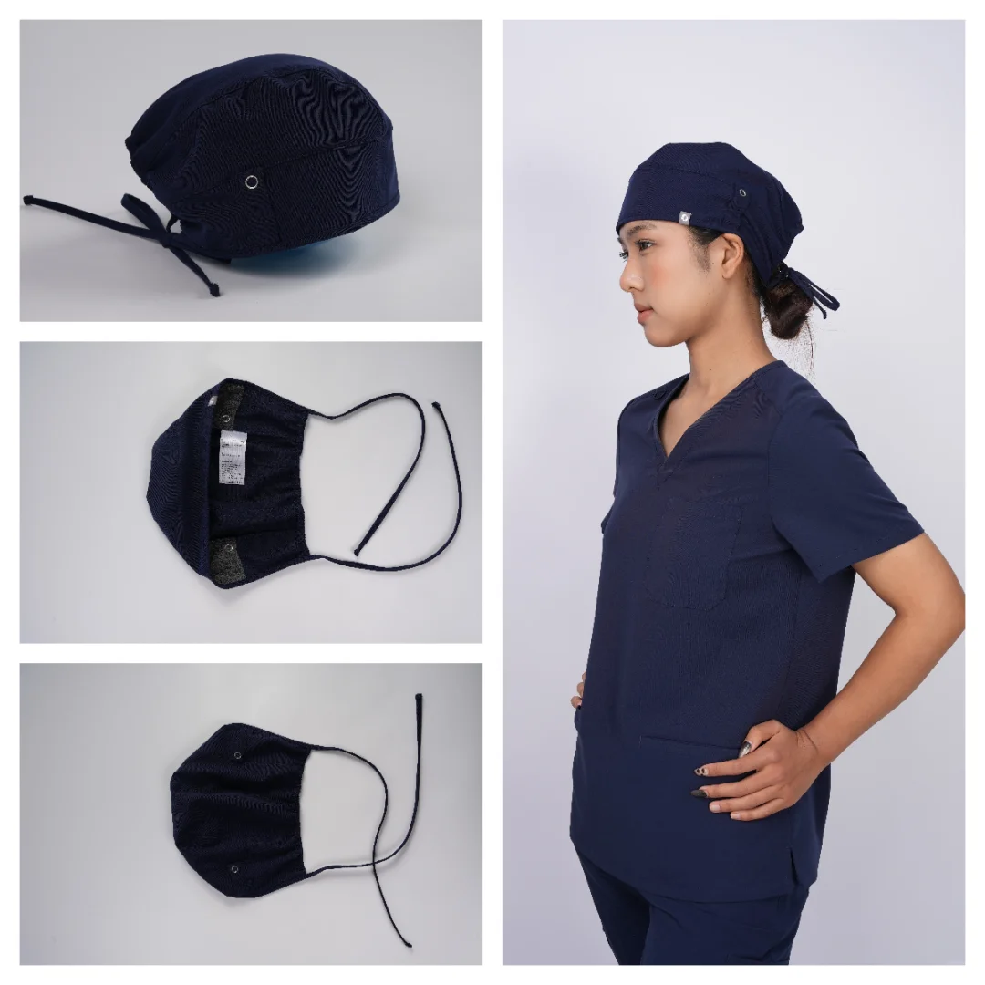 藏青手术帽｜防勒耳+调节带的神仙细节！