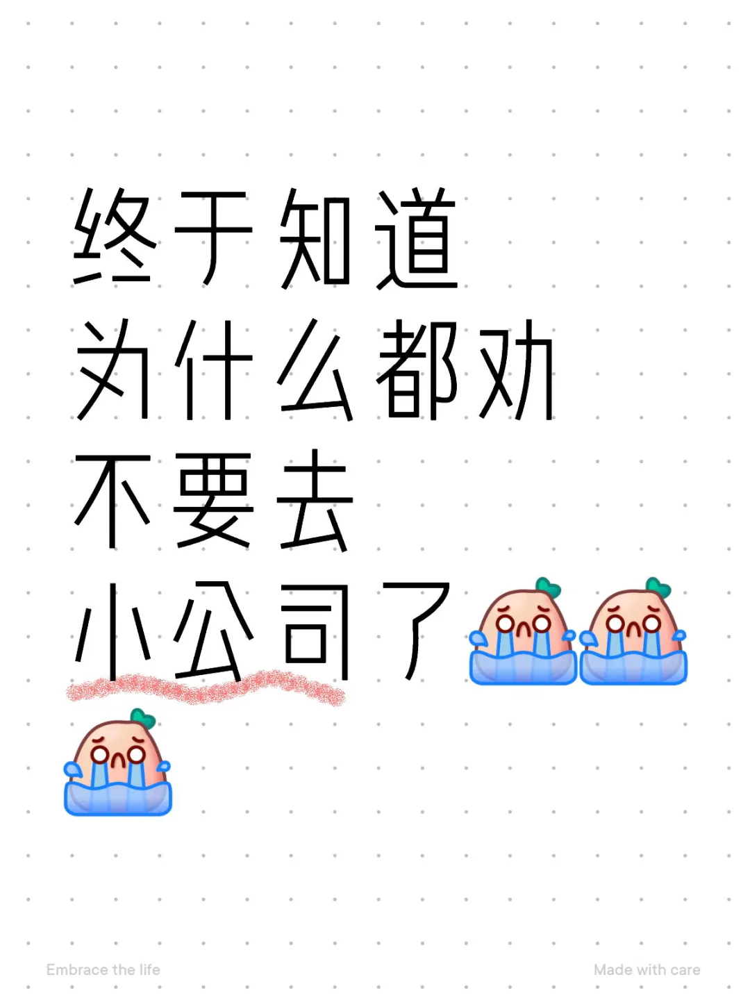 终于知道为什么都劝不要去小公司了[