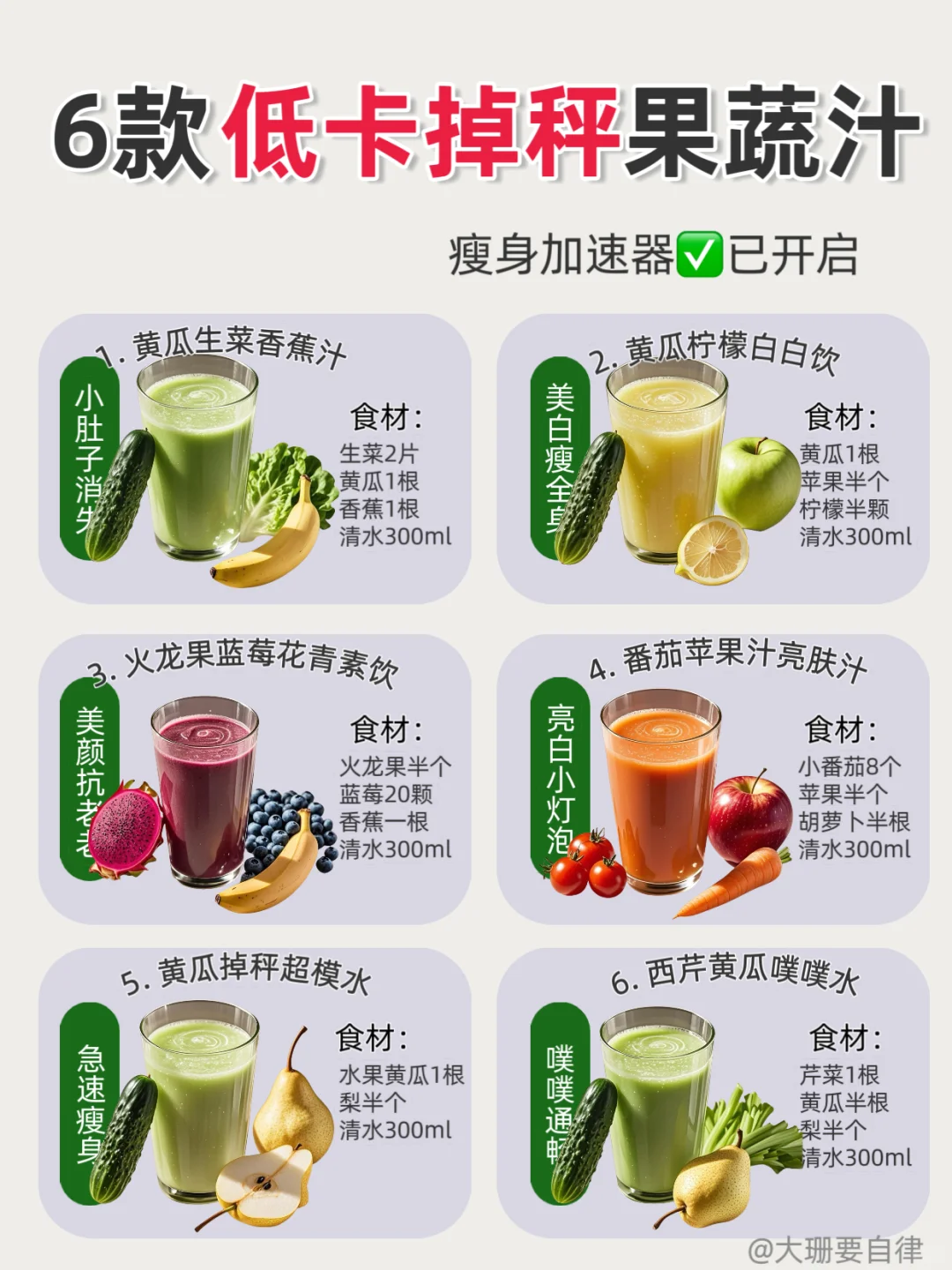 6 款掉秤果蔬汁✅低卡减脂，夏日必备