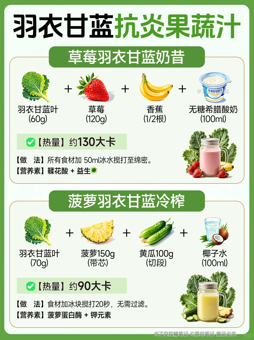 6款羽衣甘蓝抗炎果蔬汁｜喝出好气色~