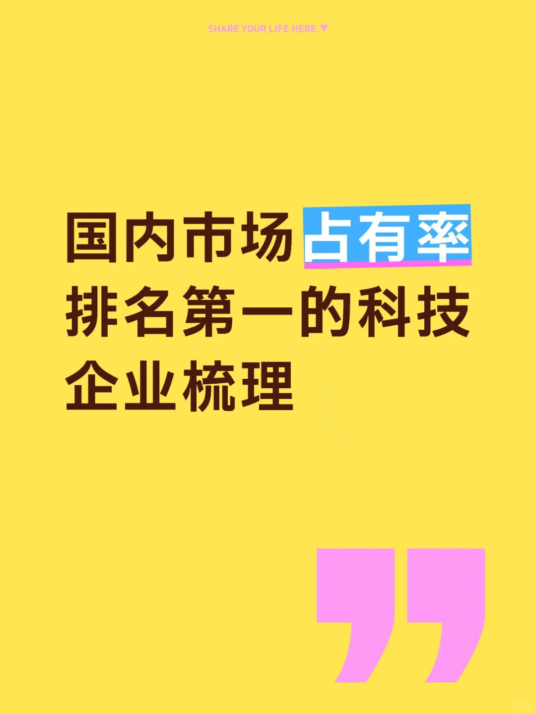 国内市场占有率排名第一的科技企业梳理