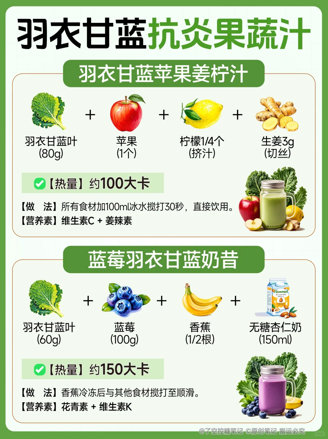 6款羽衣甘蓝抗炎果蔬汁｜喝出好气色~