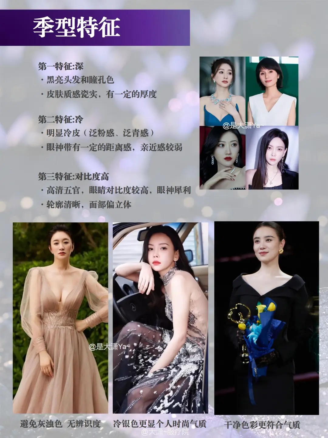 四季色彩 | 冬季型人的长相及用色分析