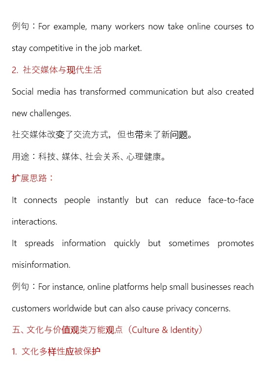 雅思写作7.0+必备！万能观点库速存！