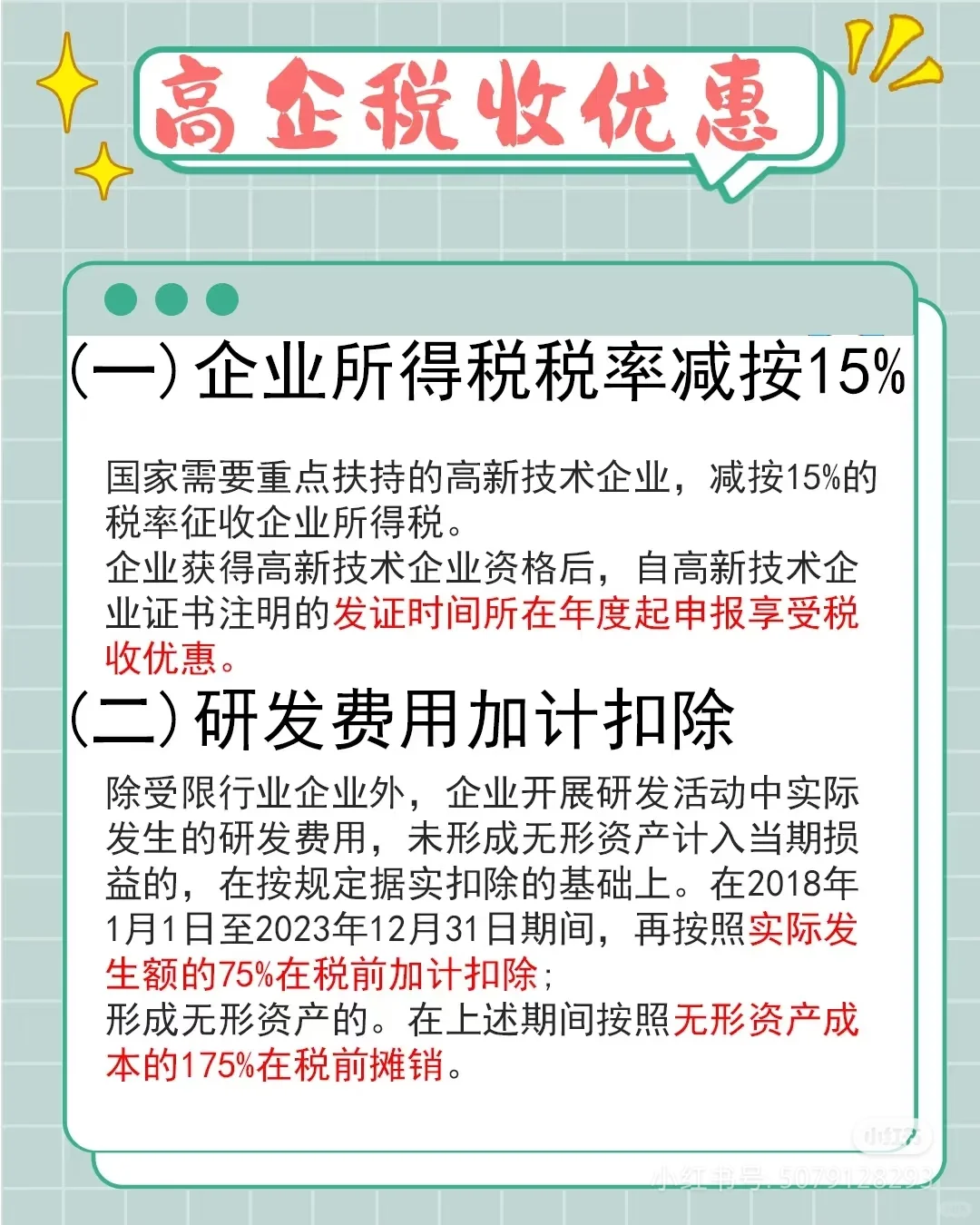 这图介绍了高新技术企业享有的一些 税收优惠