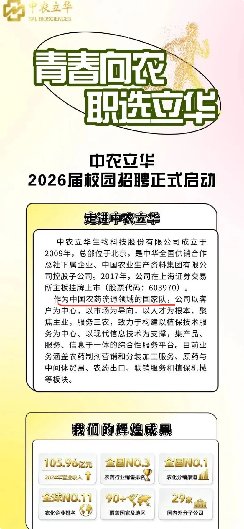 农学就业 | 国企 | 中农立华招聘