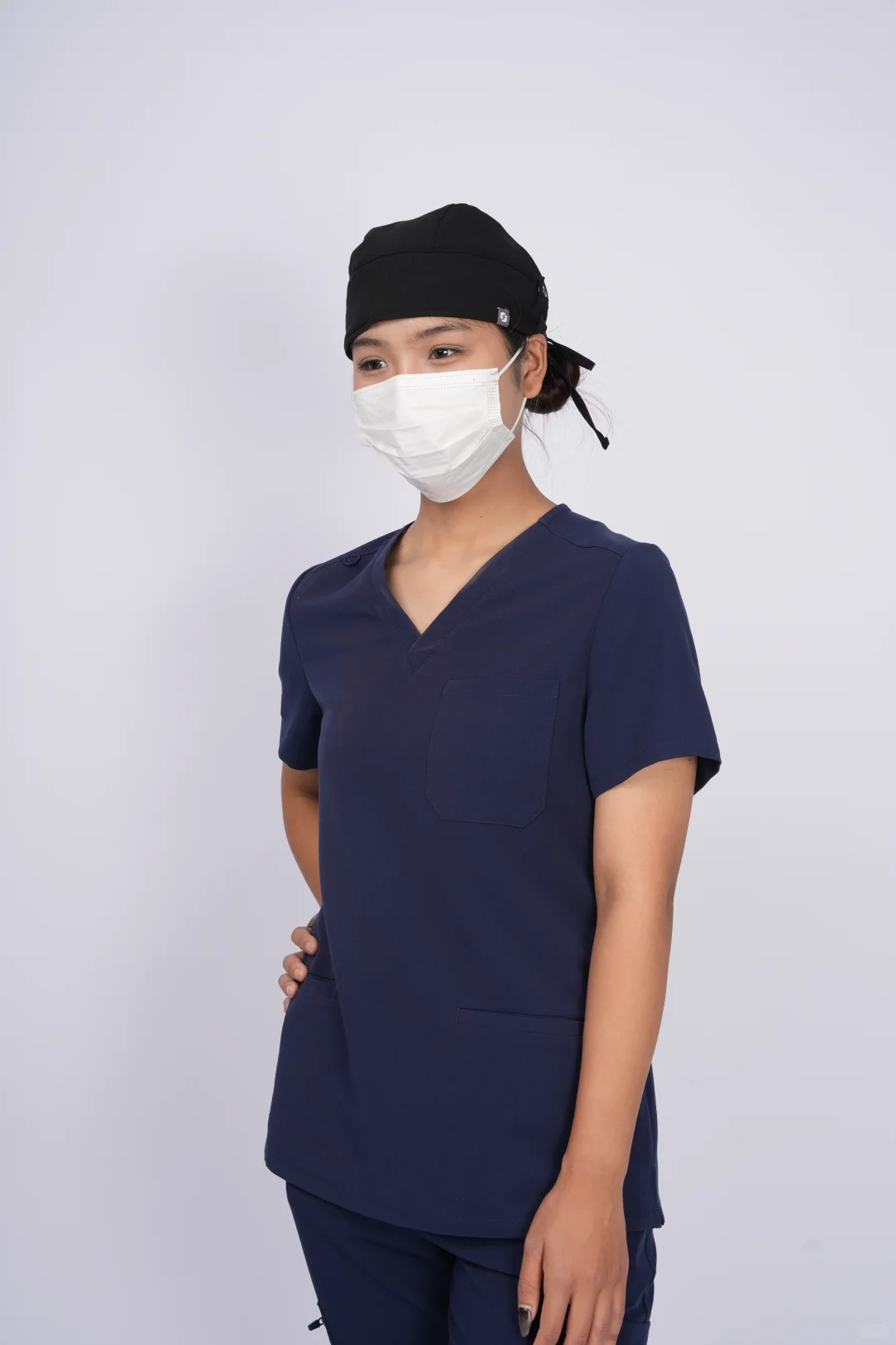 藏青手术帽｜防勒耳+调节带的神仙细节！