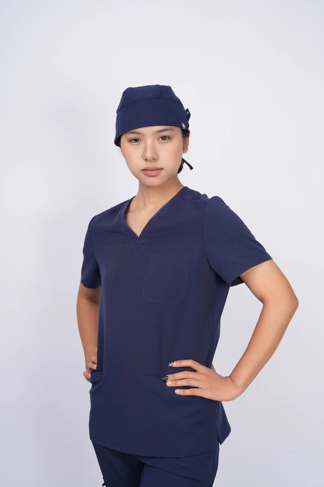 藏青手术帽｜防勒耳+调节带的神仙细节！