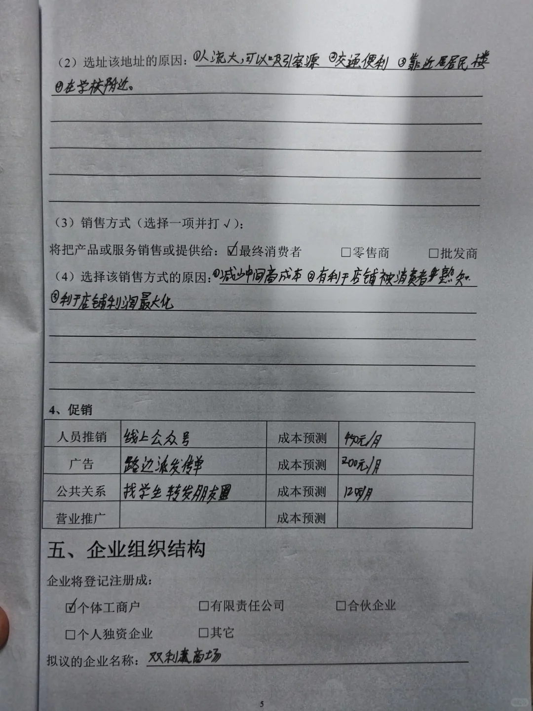 创业计划书（大学生版）