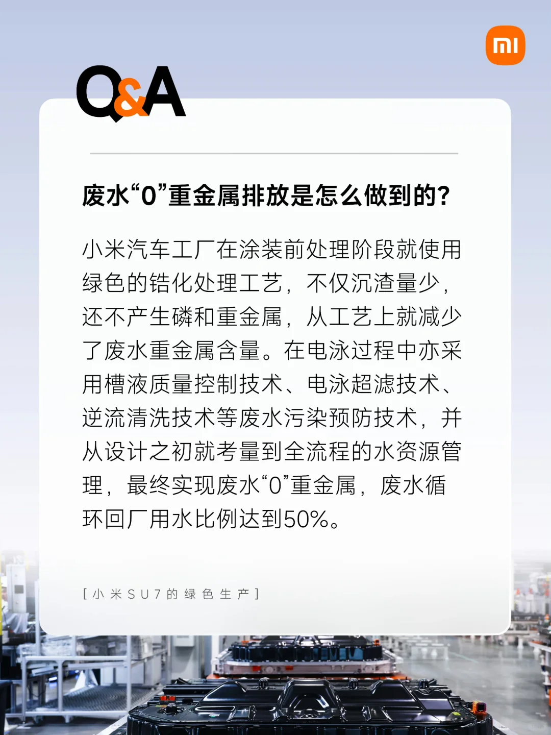 今天给大家揭秘小米SU7的绿色生产！