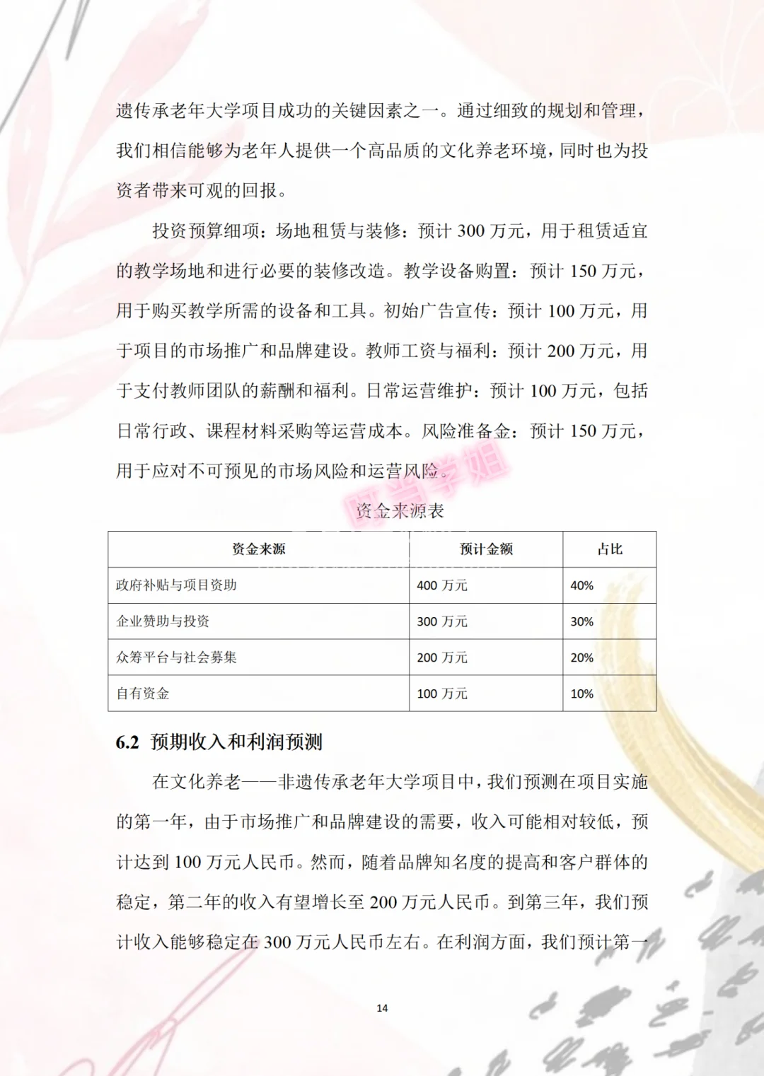 非遗传承老年大学创业计划书，Word+PPT成品