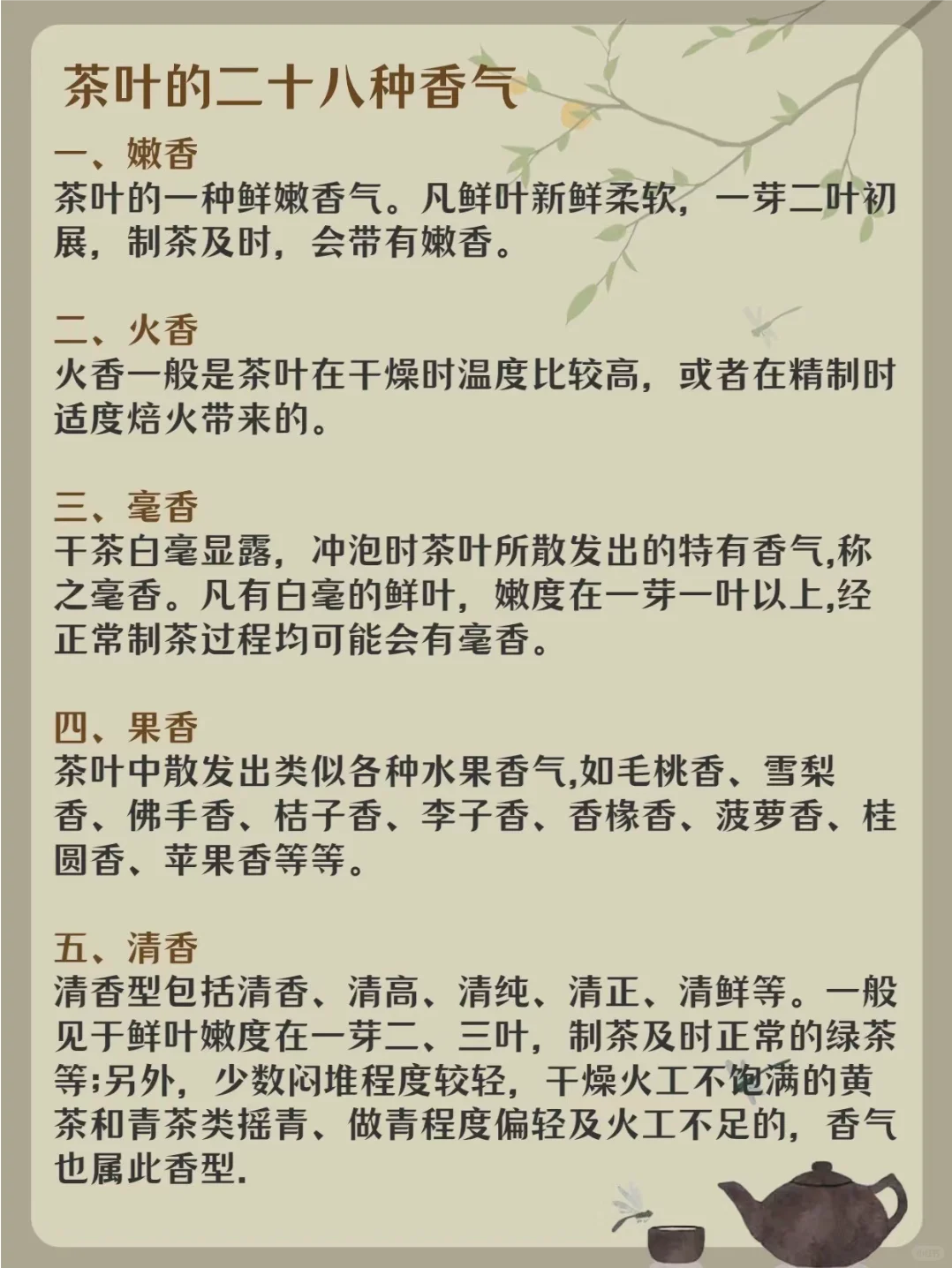 茶知识| 茶叶28种香气，你知道几个❓❓❓