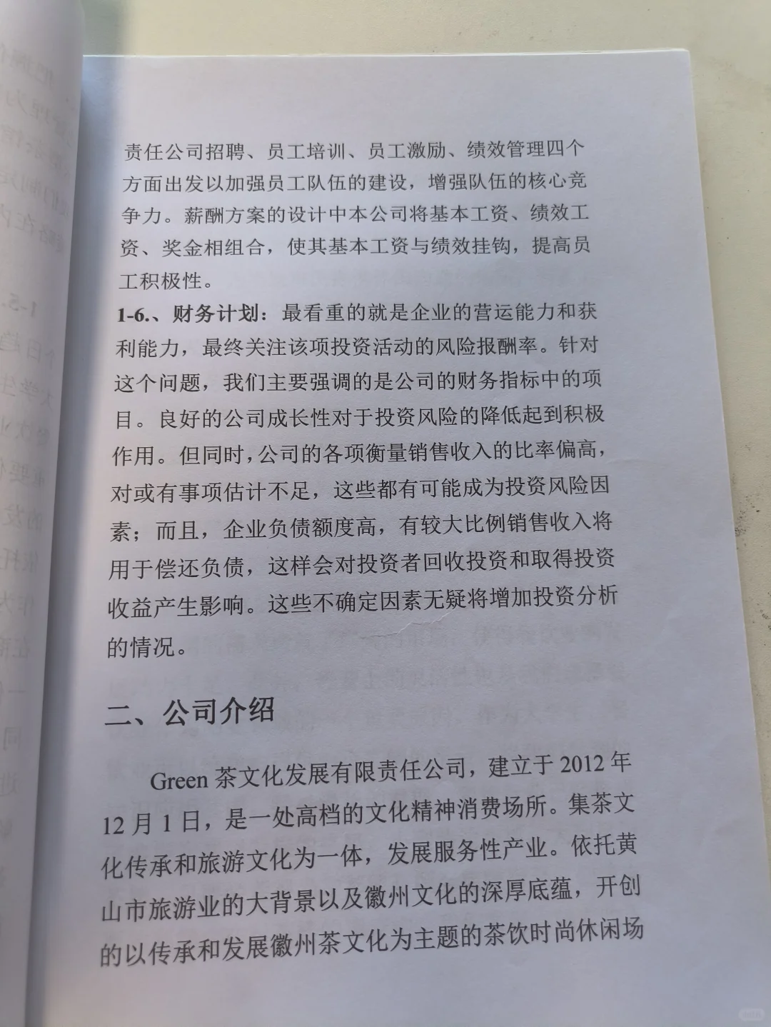 茶文化创业计划书