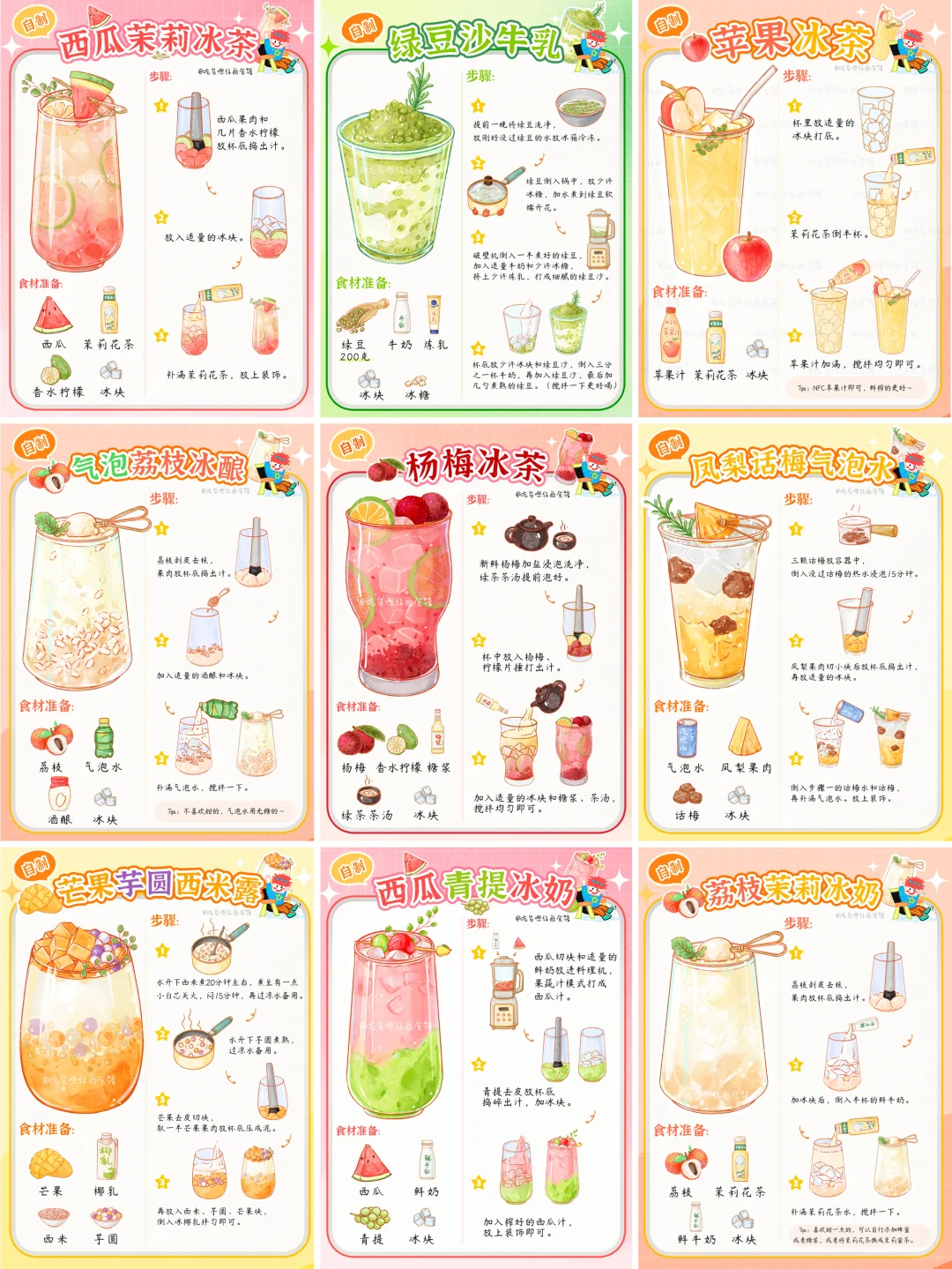 手绘食谱：饮品大合集?