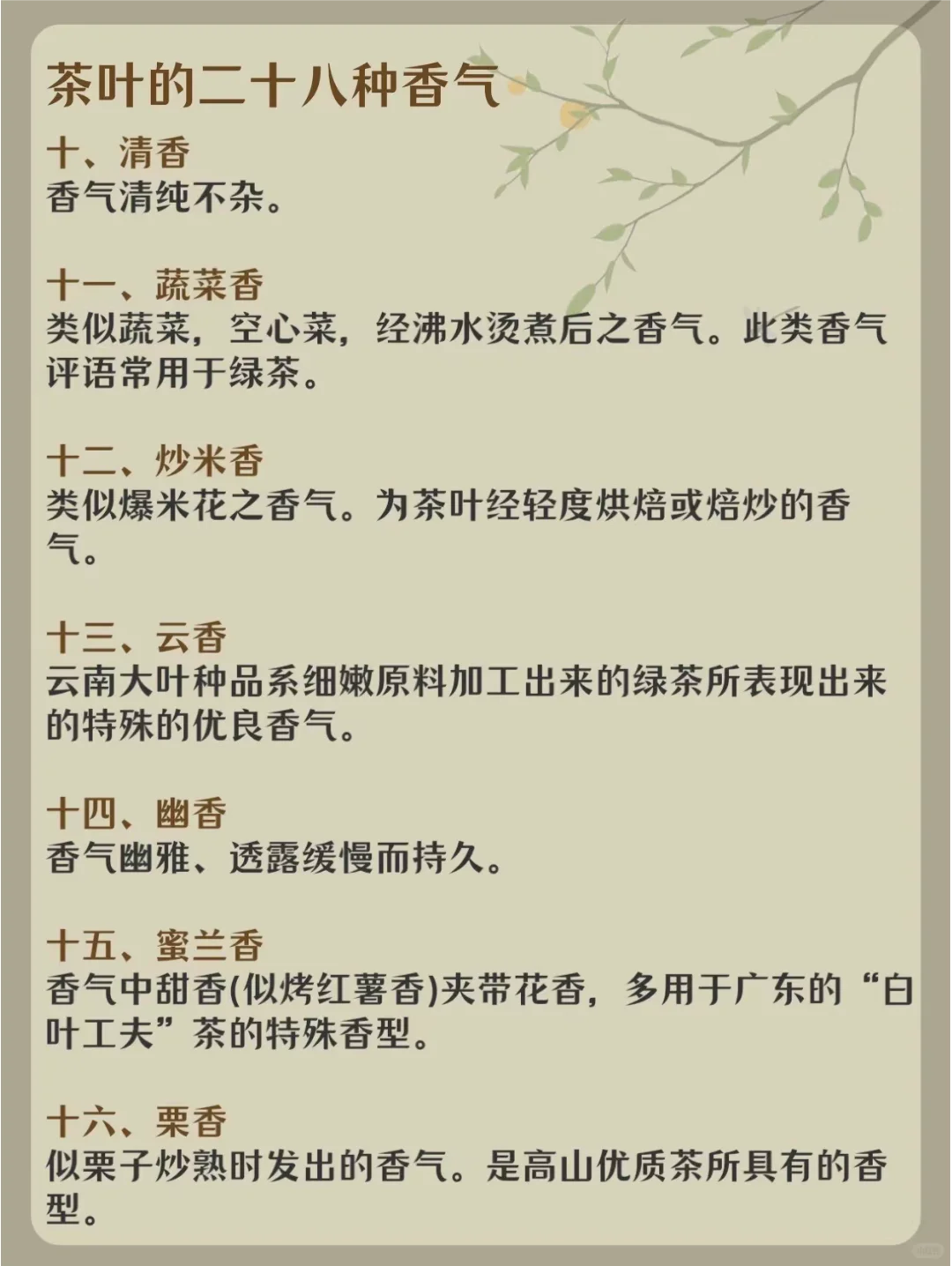 茶知识| 茶叶28种香气，你知道几个❓❓❓