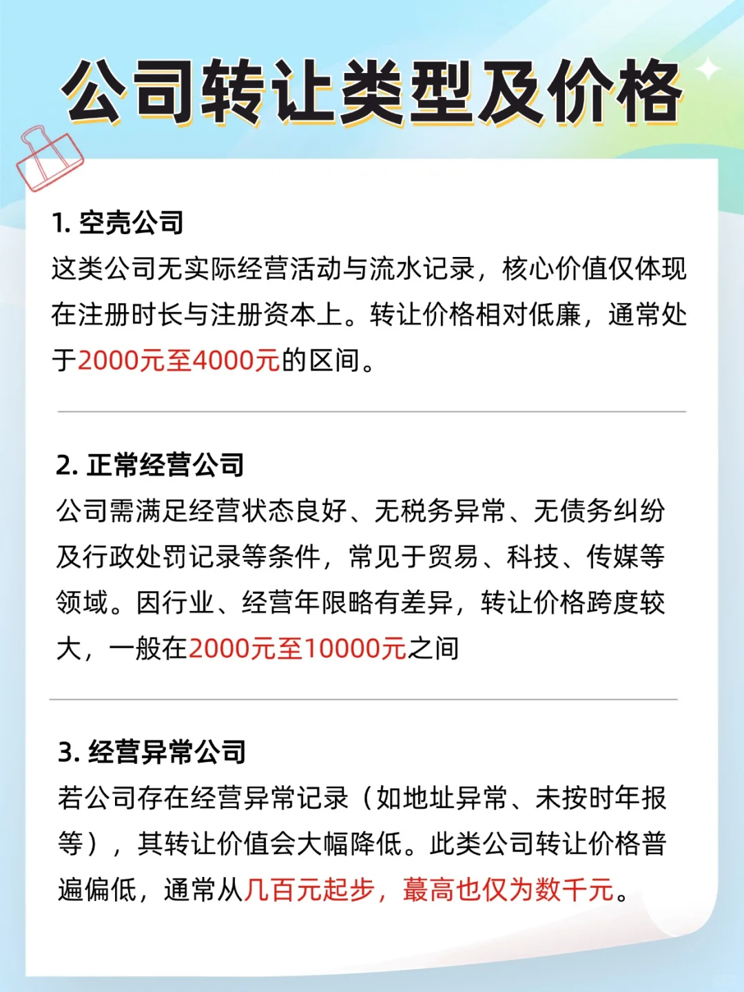 公司转让价格 | 买个公司需要多少钱？