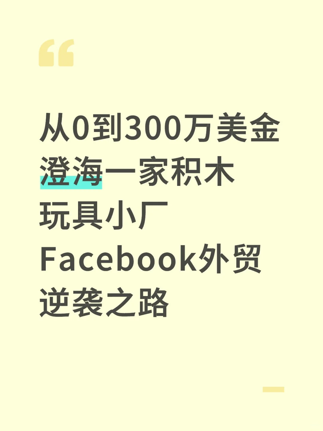玩具小厂外贸Facebook接单300万