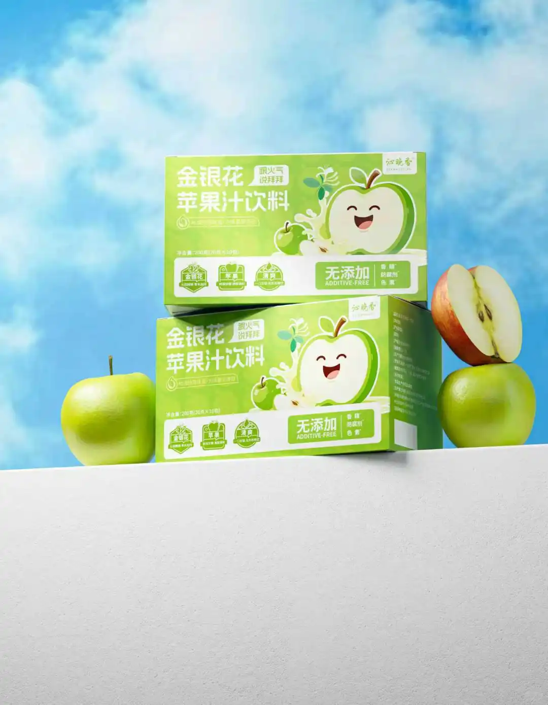 金银花苹果汁丨植物饮料包装丨原创设计思路