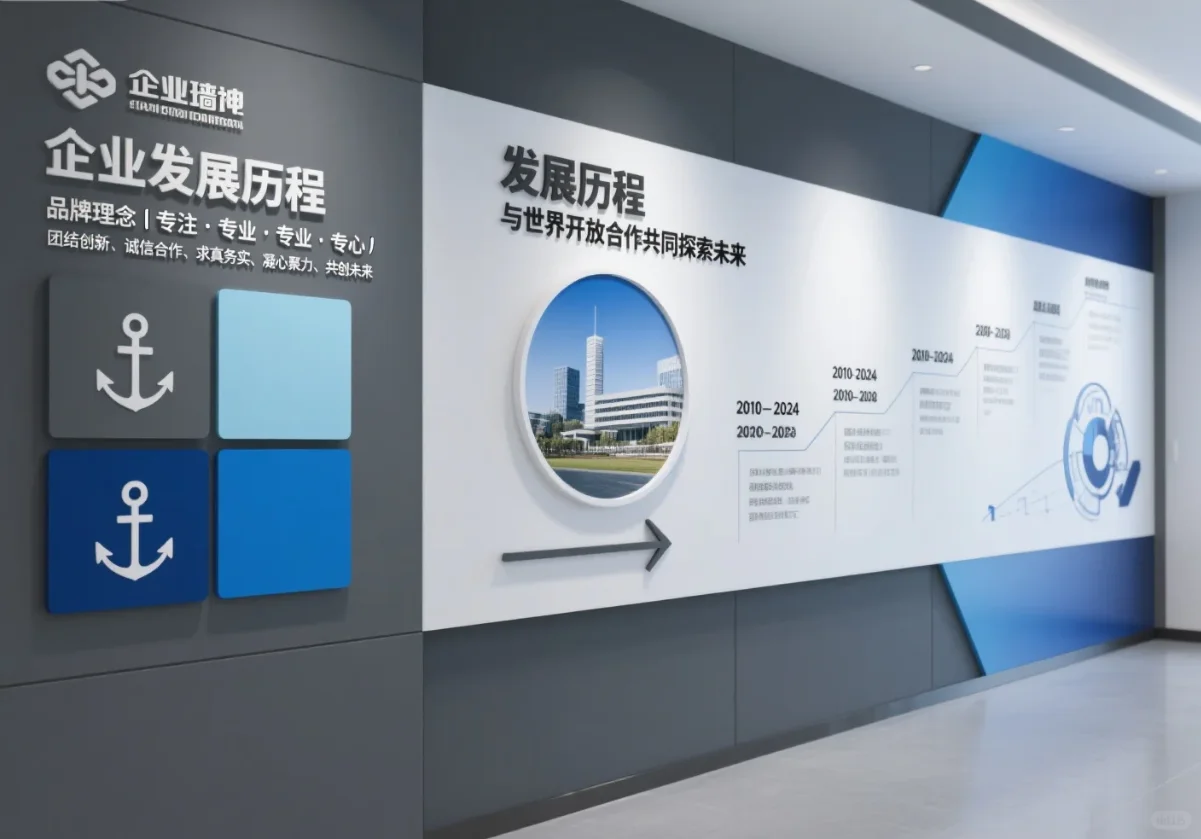 企业发展历程文化墙，这样设计超有范儿