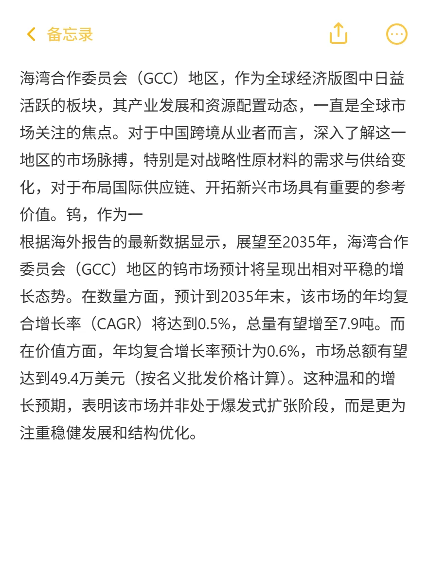 GCC钨：进口价暴跌18.7%，中国掘金