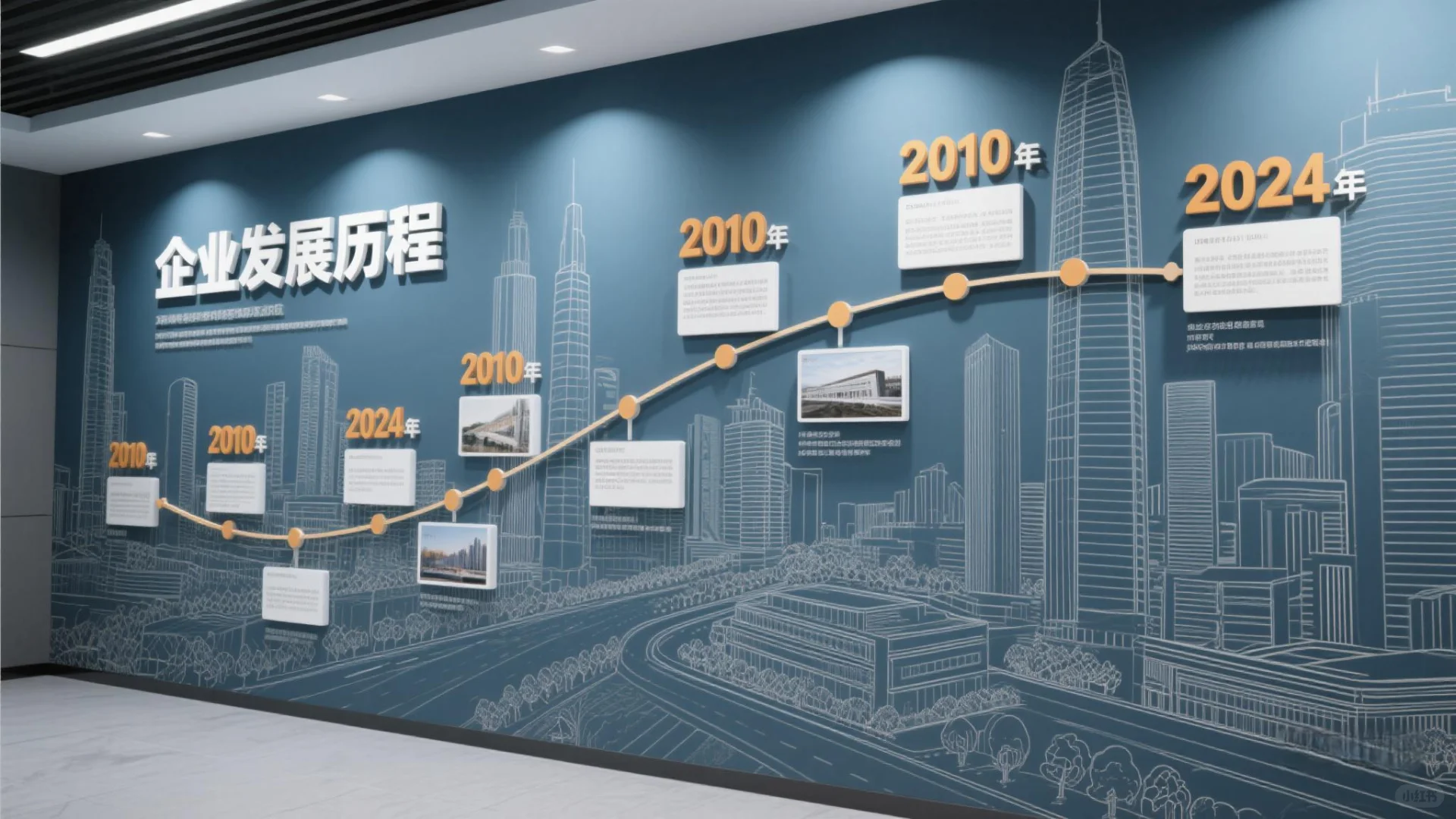 企业发展历程科技感展厅背景墙怎么设计？