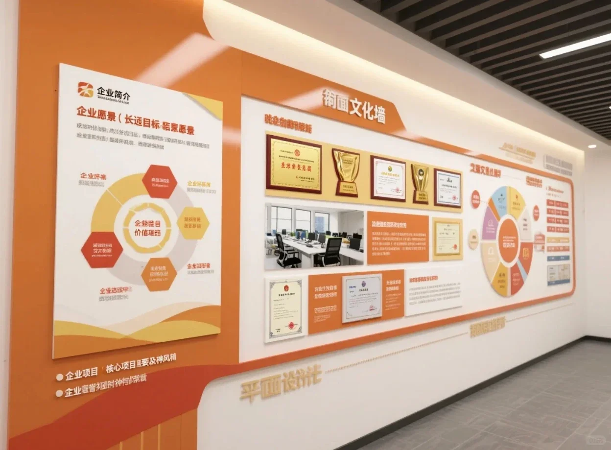 简约企业文化墙设计‌