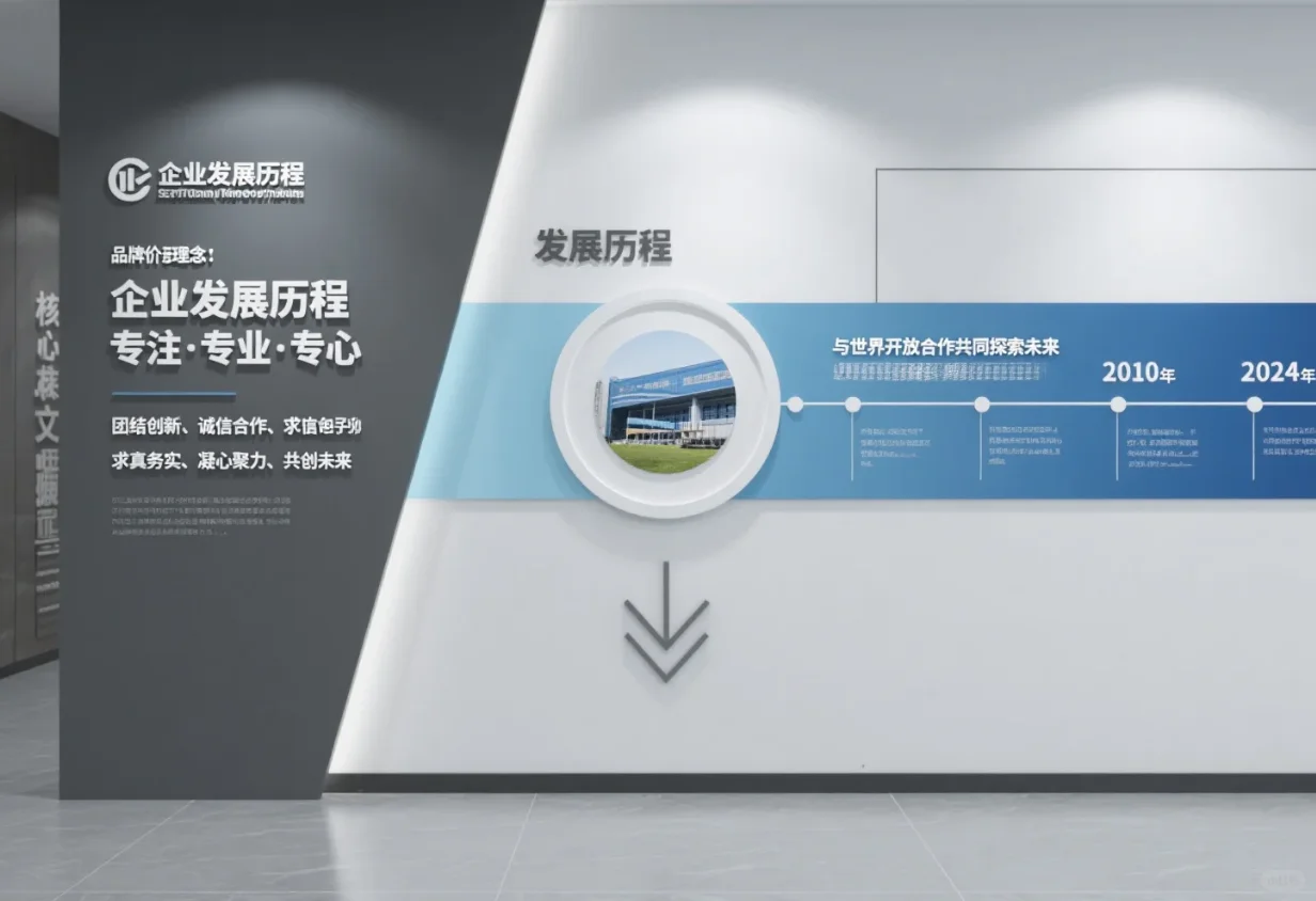 企业发展历程文化墙，这样设计超有范儿