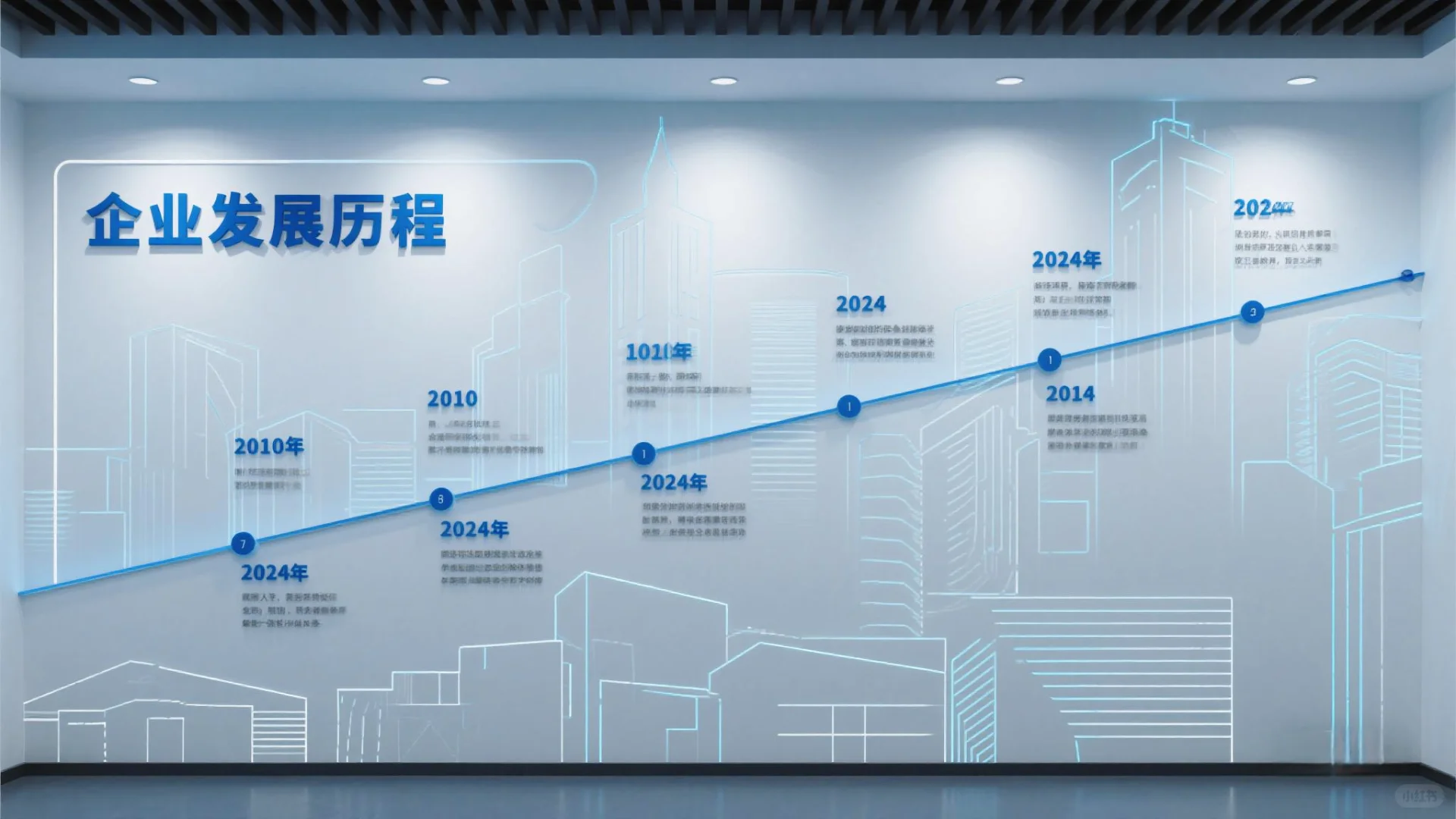 企业发展历程科技感展厅背景墙怎么设计？
