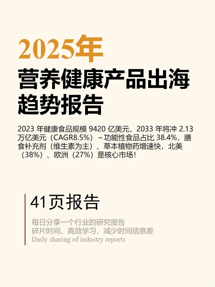 2025营养健康产品出海趋势观察