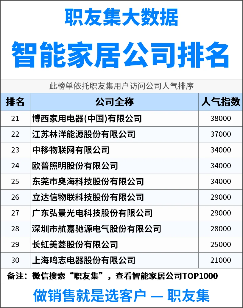 2025年中国‌‌‌智能家居公司排行榜