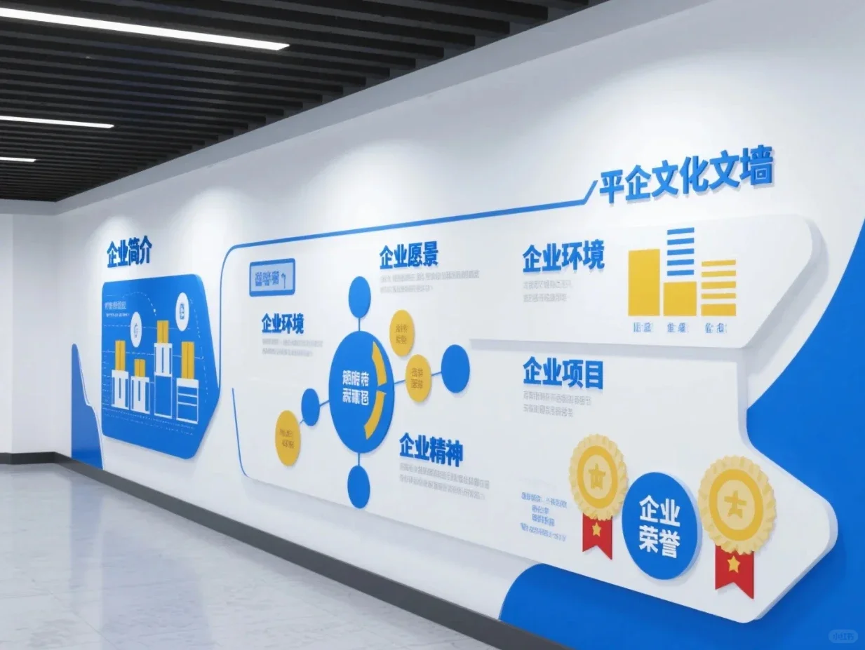 简约企业文化墙设计‌