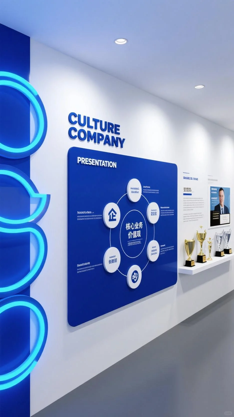 科技风文化企业品牌与核心业务展示墙
