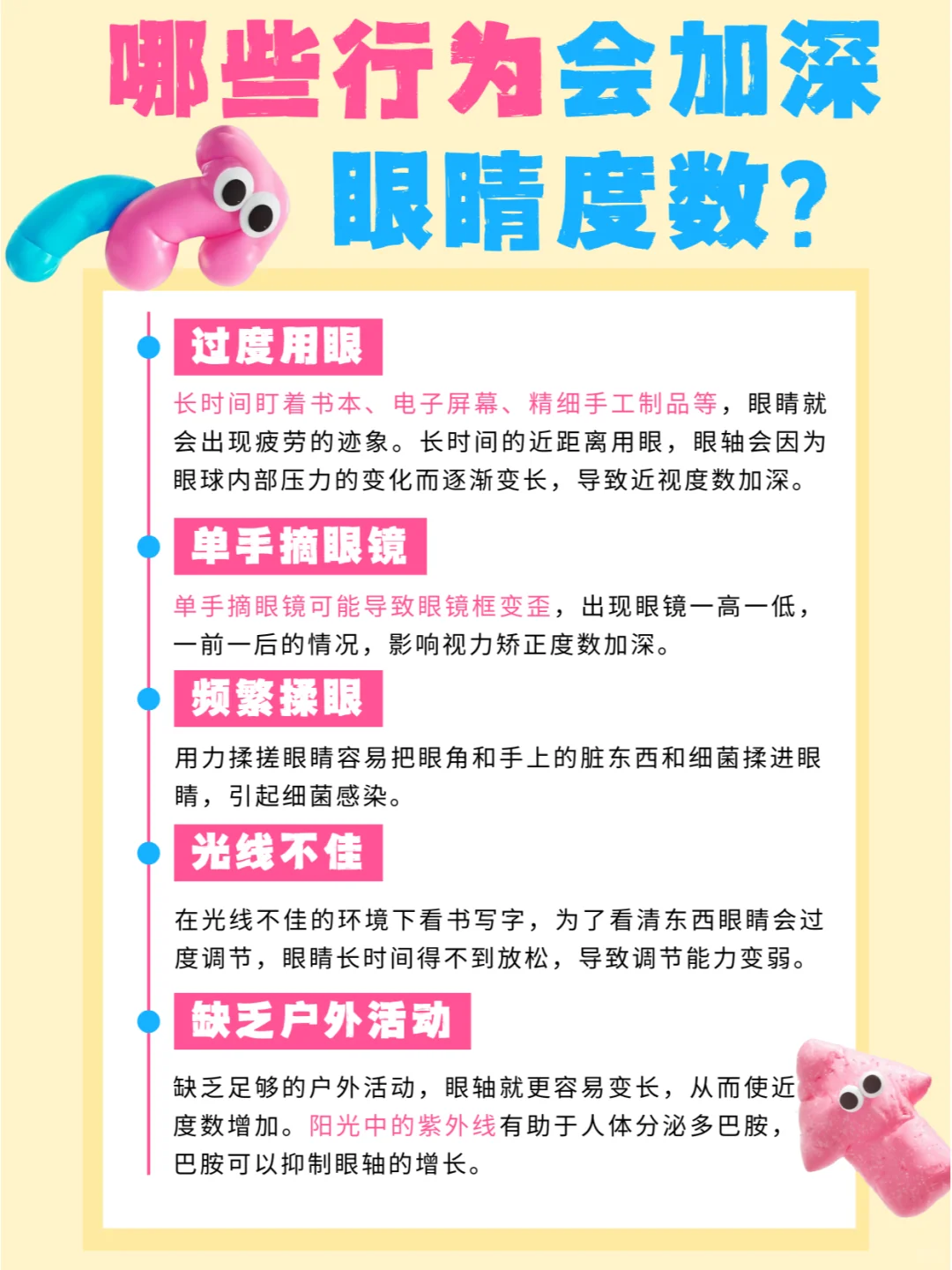 眼镜人哪些行为会导致度数加深？