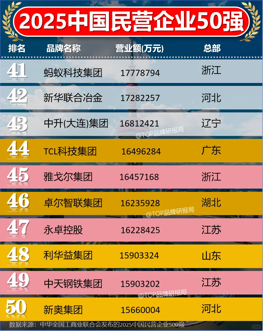 2025中国民营企业50强ￜ京东ￜ美团ￜ华为