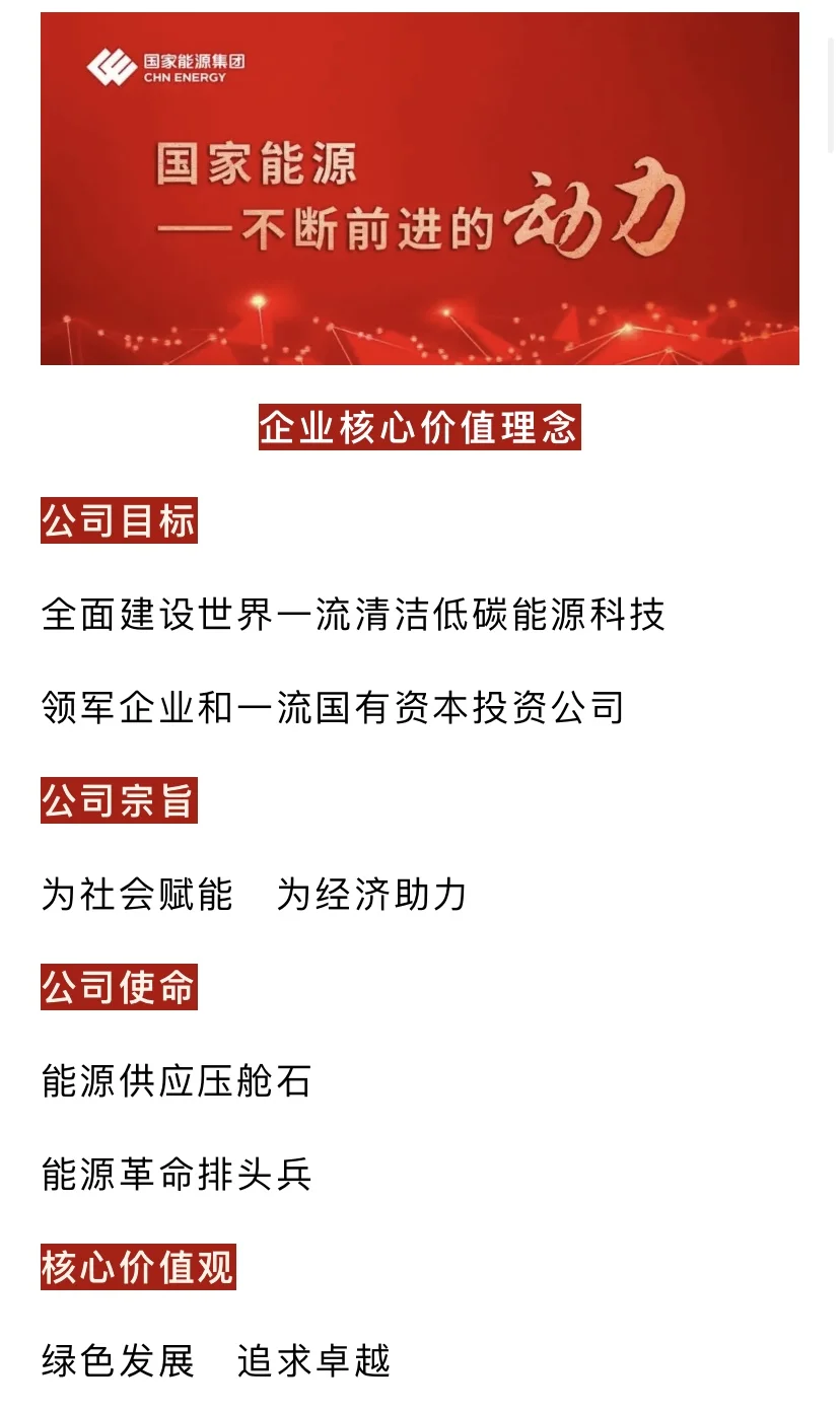 国家能源集团企业核心价值理念