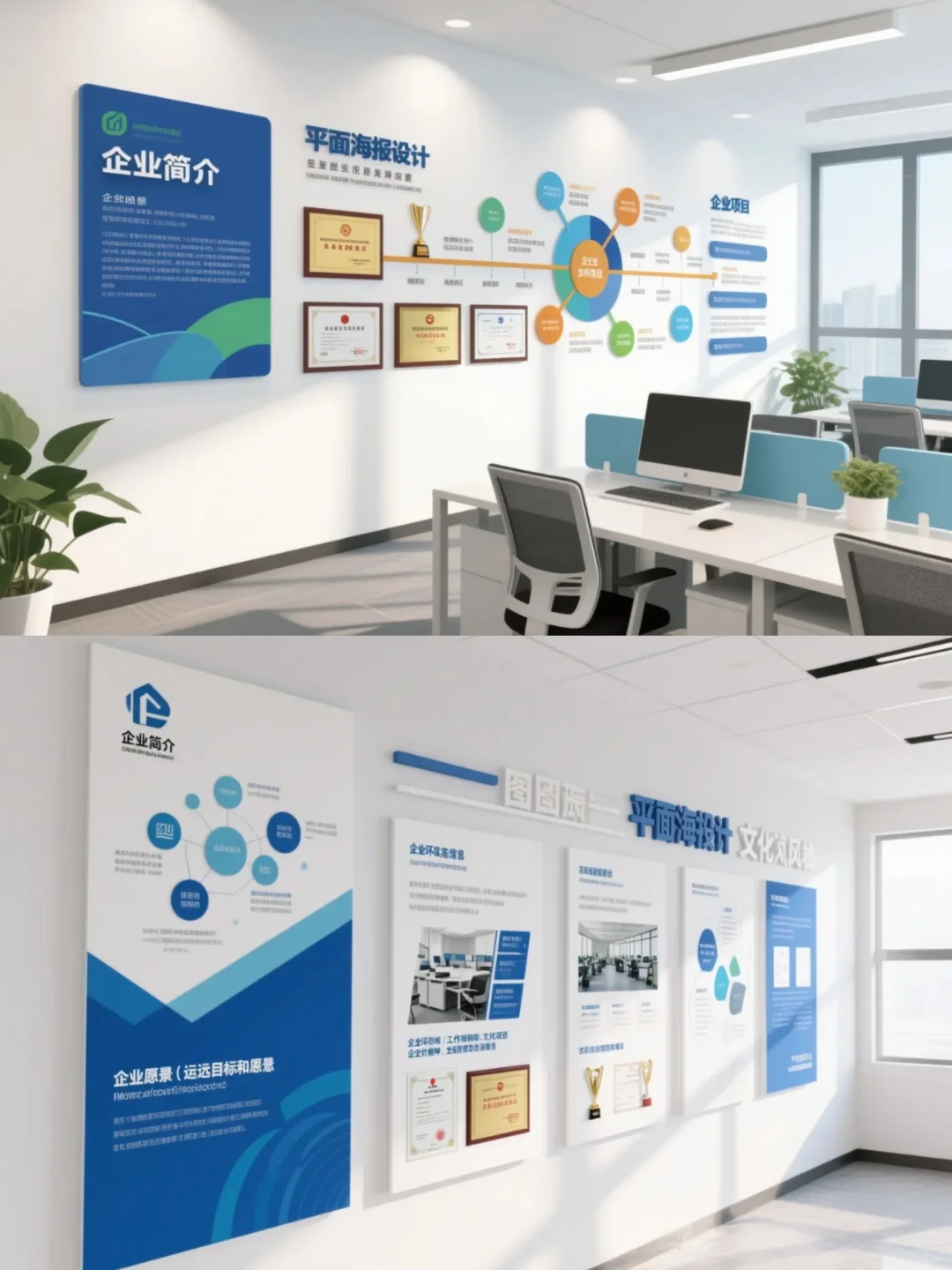 简约企业文化墙设计‌