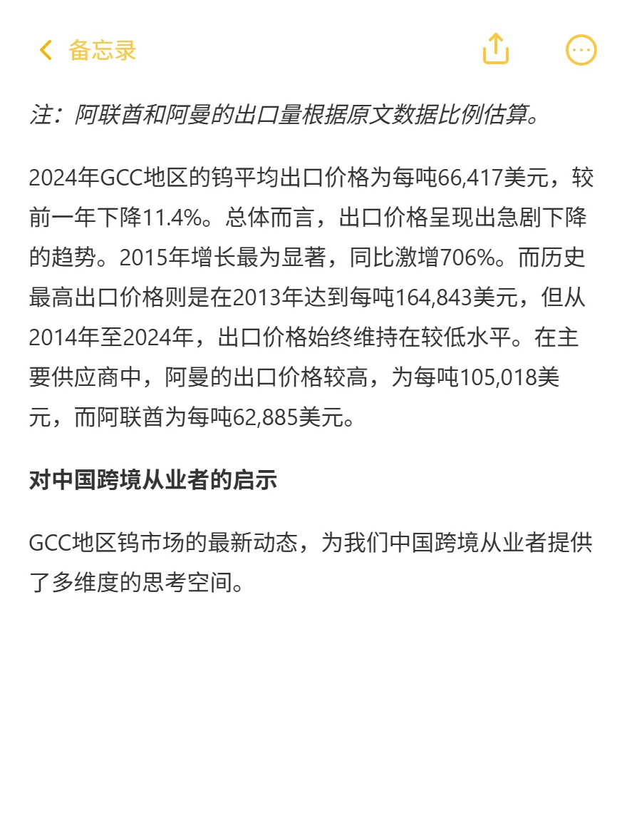 GCC钨：进口价暴跌18.7%，中国掘金