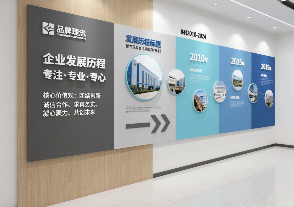企业发展历程文化墙，这样设计超有范儿