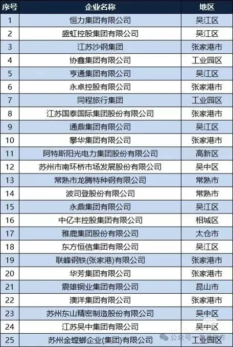 苏州市民营企业100强