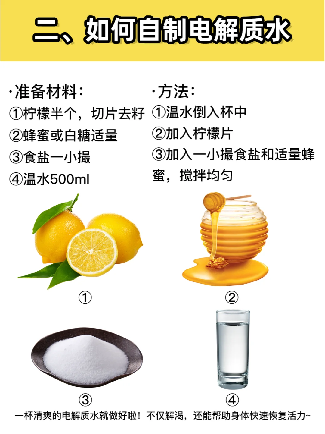 只需3步?在家自制电解质水❗