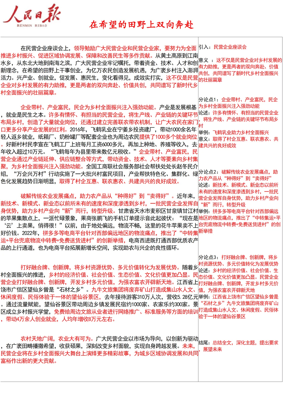 人民日报！在希望的田野上奔赴