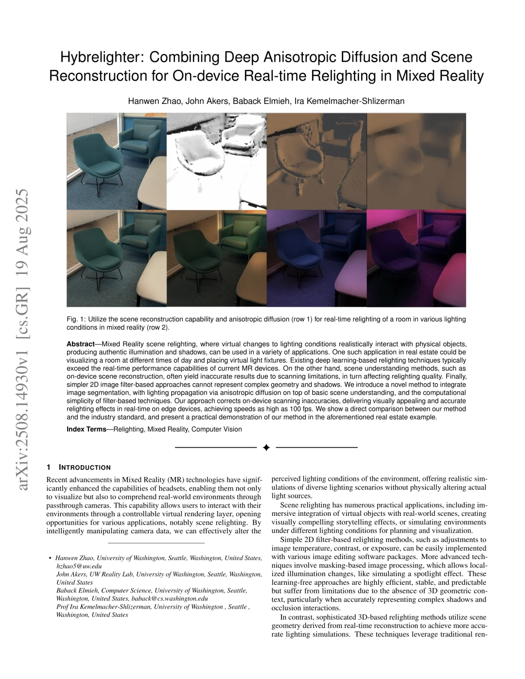 华盛顿大学：混合现实重光能实时实现吗？