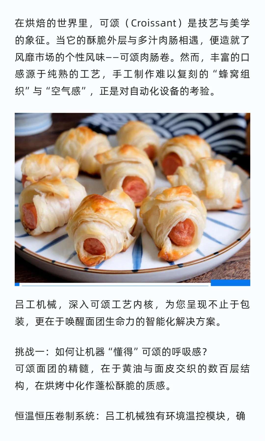 吕工机械可颂肉肠卷包装生产线全线解决方案