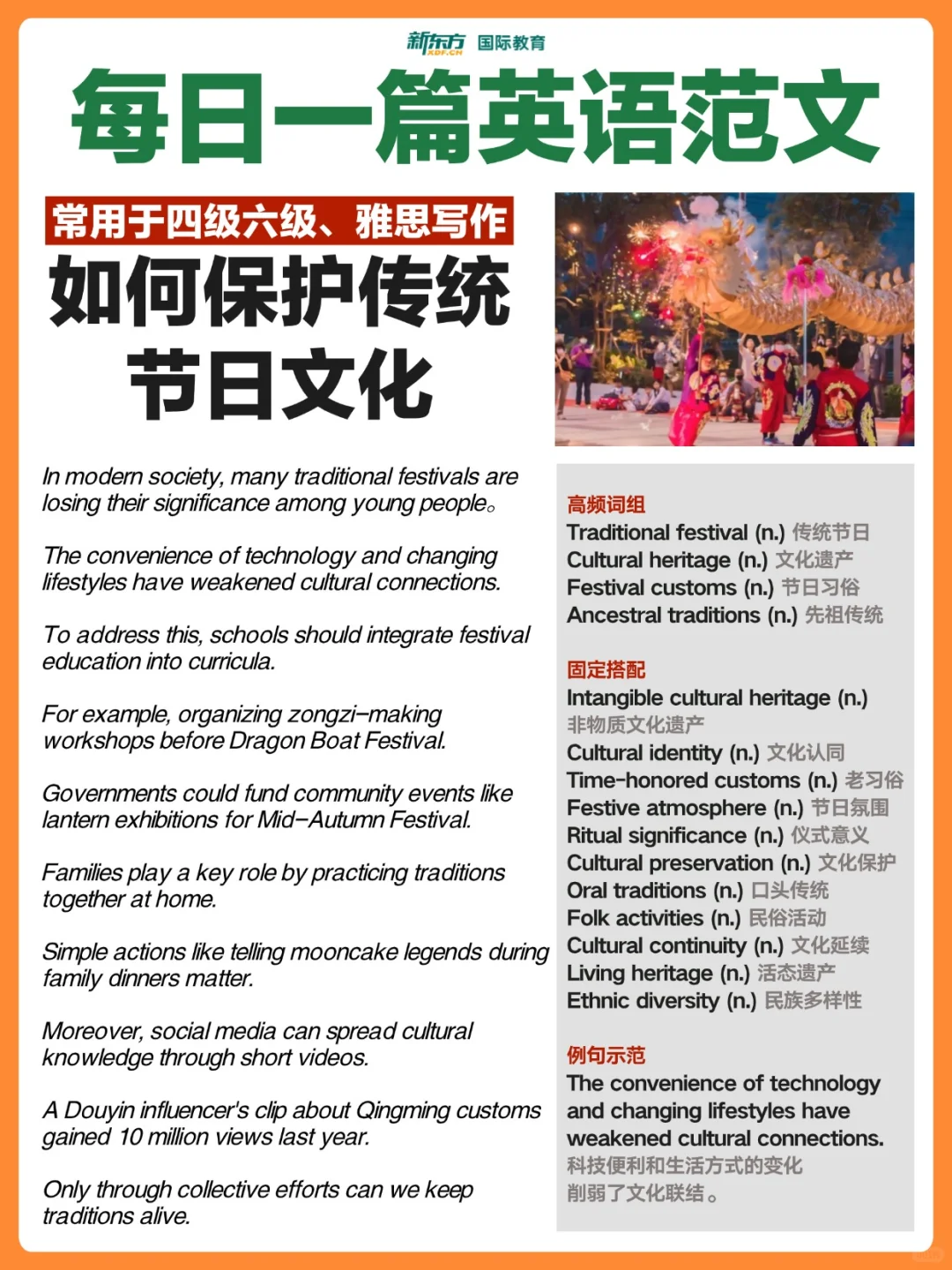 跟我练✍?|“保护传统文化”英语范文